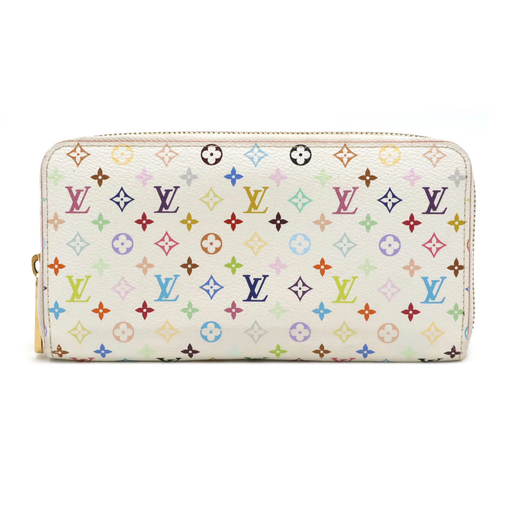 LOUIS VUITTON Monogram Multicolor Zippy Wallet Round Zipper Long Blanc White